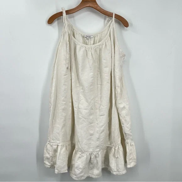 Madewell Lightestspun Tie-Strap Ruffle-Hem Cover-Up Dress White 3X - Picture 2 of 7
